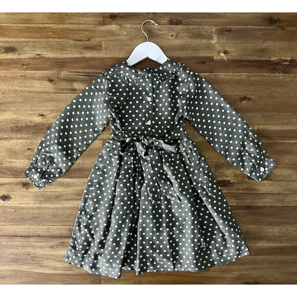 NWT Rachel Riley Grey Polka Dot Long Sleeve Rayon Dress European 5 *READ* - Picture 4 of 10